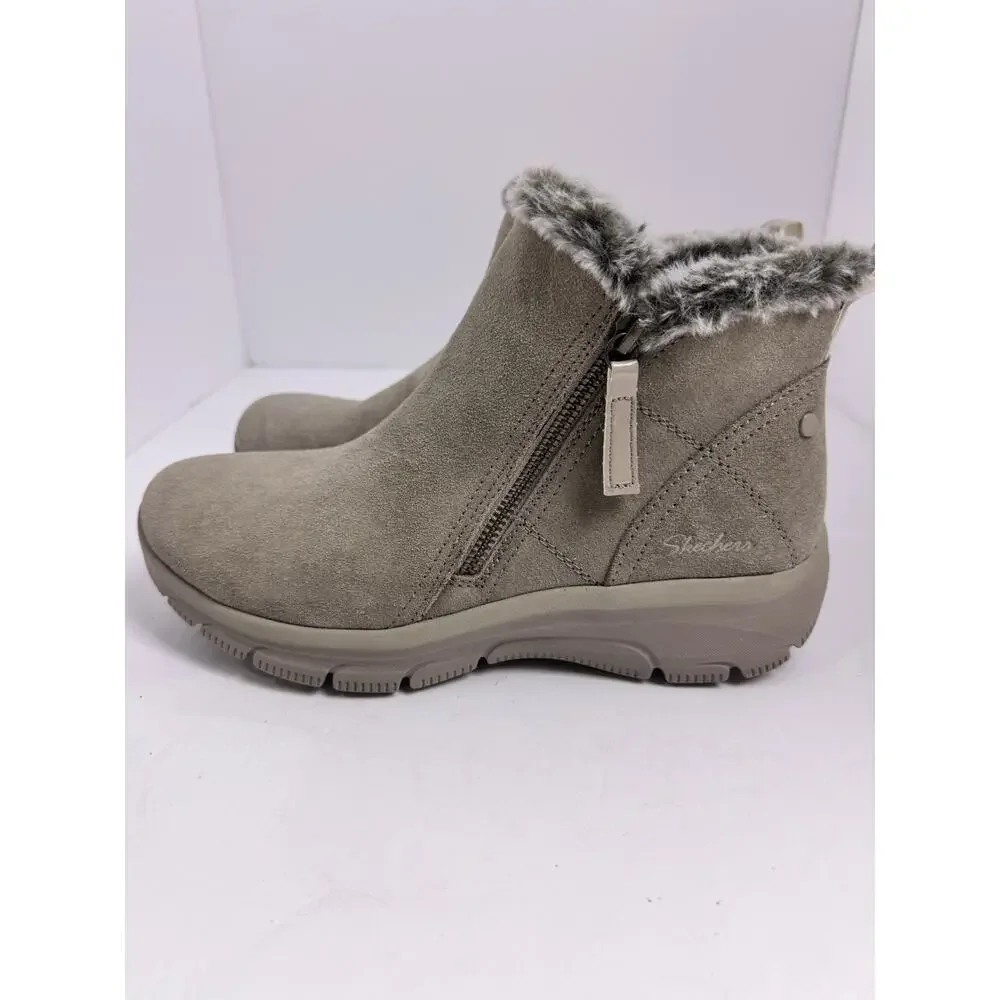Skechers Women’s Sz 9 Easy Going High Zip Suede Ankle Boots Memory Foam